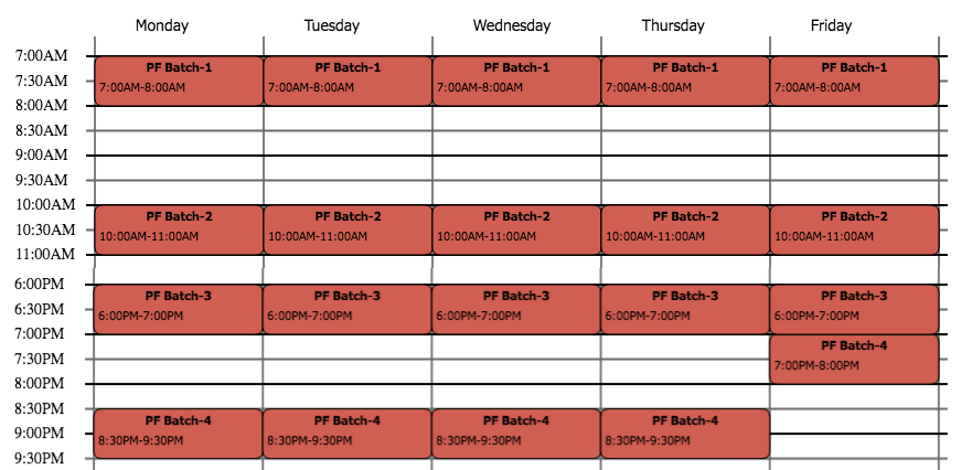 Parkour Fitness Schedule